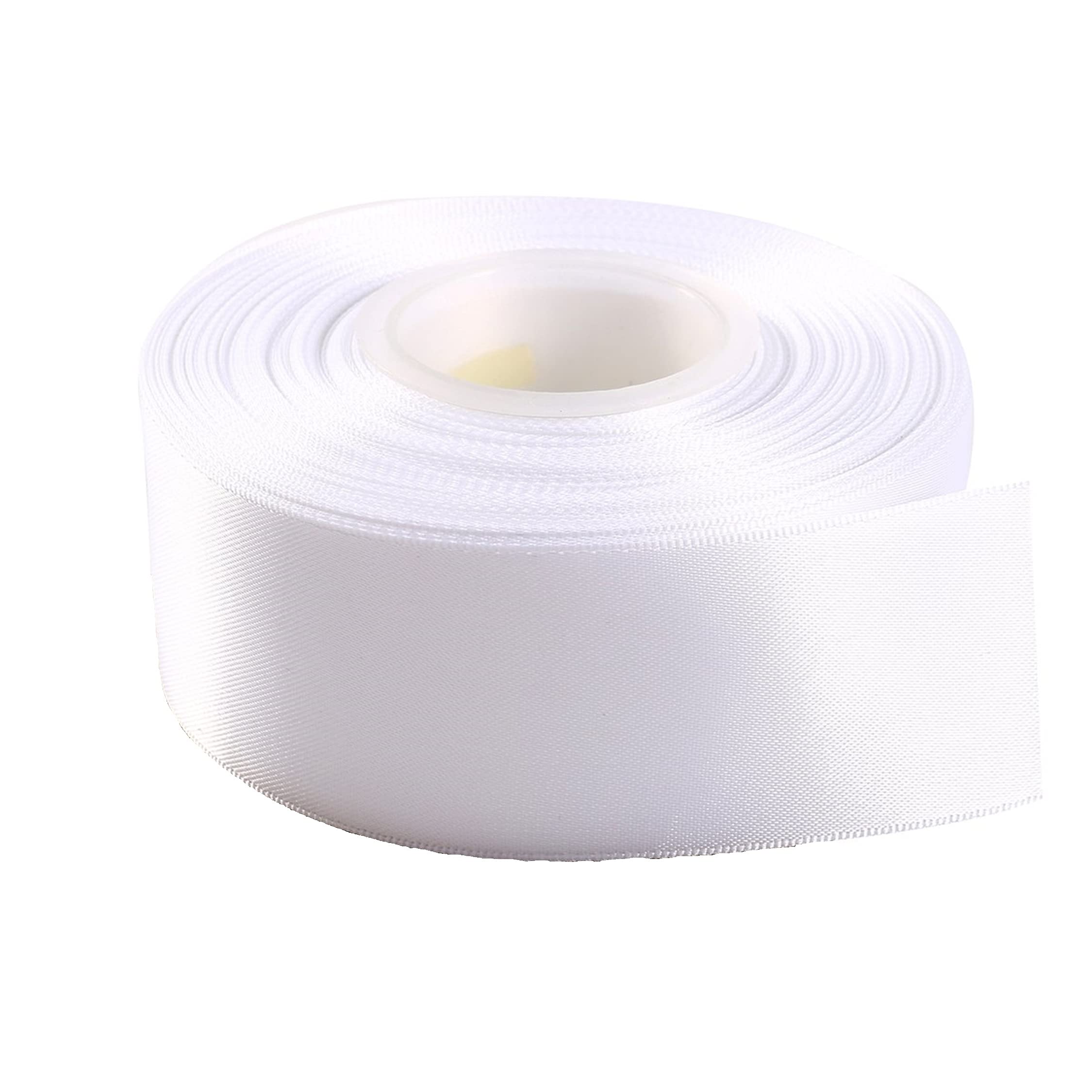 Double Faced Satin Ribbon -23 Metrs, Perfect for Wedding, Gift Wrapping, Bow Making, Sewing, Crafts, Party, Decorations, Events & Other Projects (38mm X 23 Metres, White)