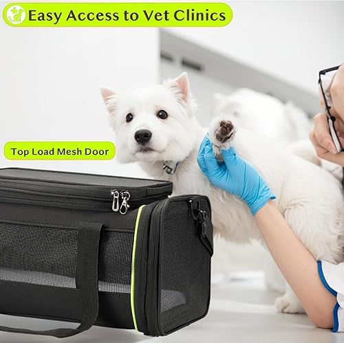 Miniatura 9 de Transportador de mascotas aprobado por aerolíneas para perros pequeños y gatos  Transportador de viaje plegable ligero de lados suaves con malla de