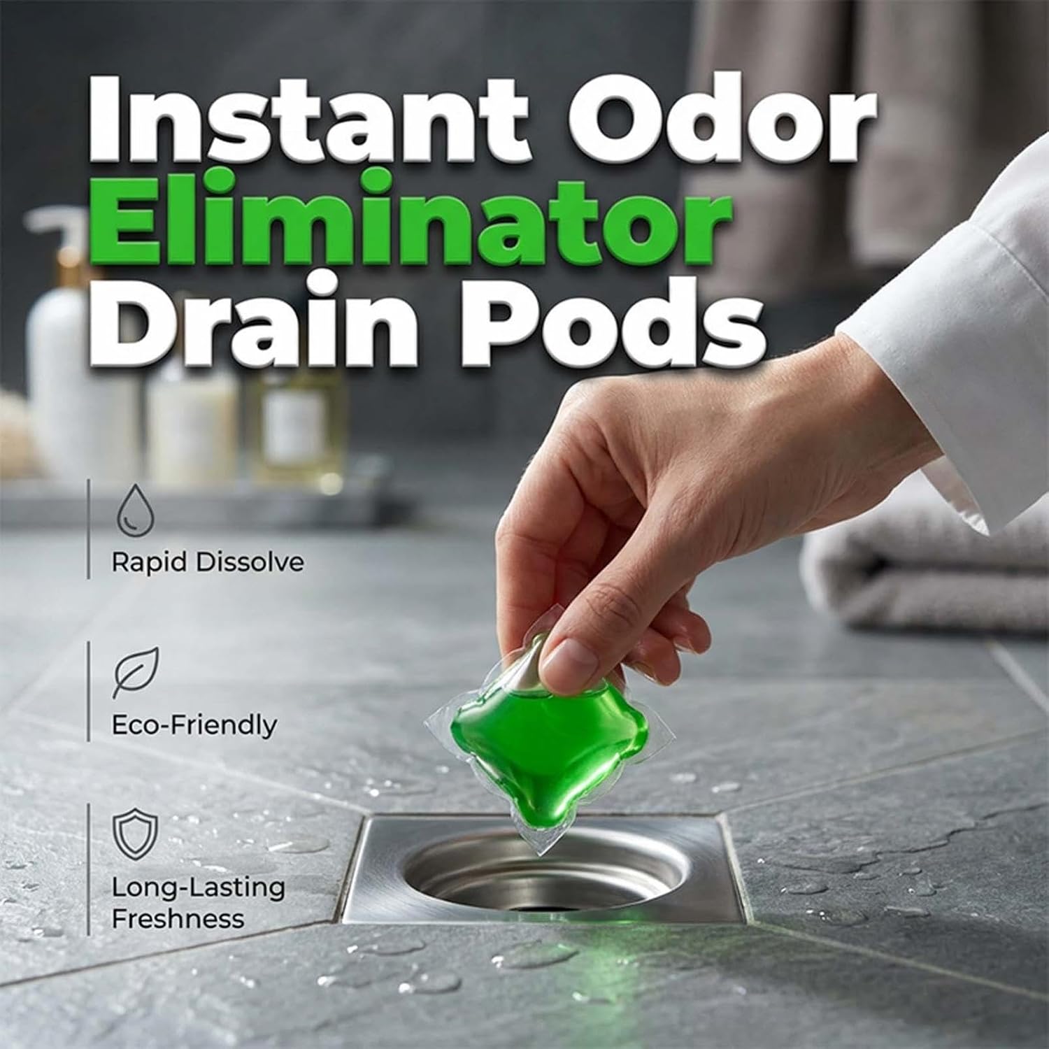 500PC Multi-Functional Scented Concentrated Cleaning Pods, Portable Individually Wrapped Household Pipe Cleaning Beads, Cleaning Pods For Kitchen Sink Bathroom Drain Bathtub Laundry Washing，B