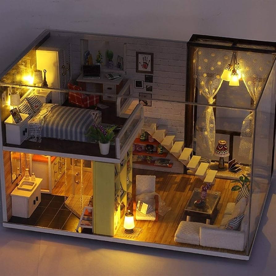 ミニチュアドールハウス Amazon | TuKIIE DIY ミニチュアドールハウスキット 1:24