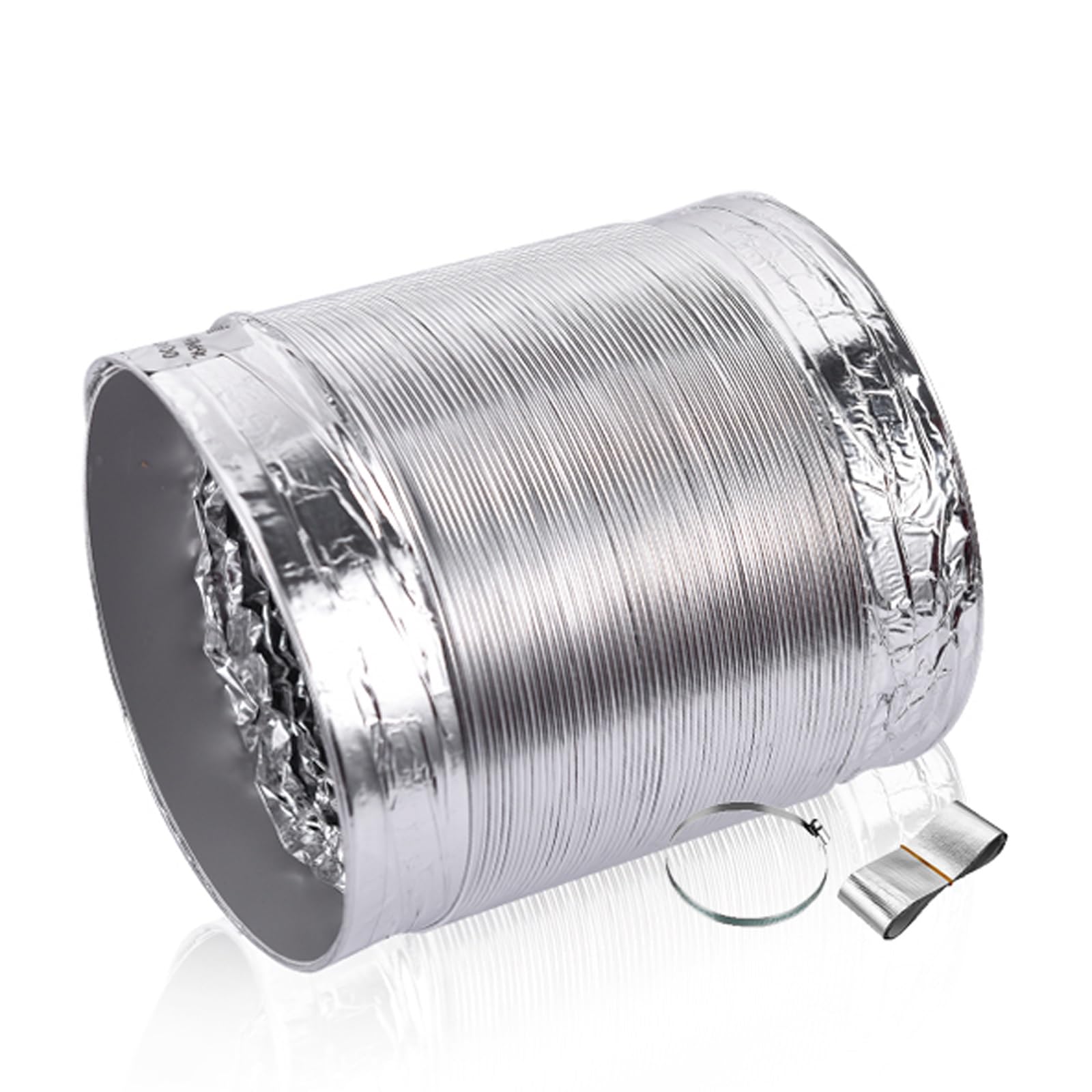Aluminium-Kanäle ， Isoliertes Abluftrohr, Flexible Luftkanäle aus Aluminiumfolie, Verstellbarer Entlüftungsschlauch for Trockner, Luftzirkulationsrohr(5m 120mm)