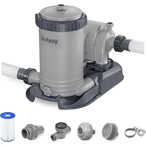 Bestway 2,500 GPH Filter Pump for Above Ground Swimming Pool with Type IV-B Cartridge, Adapter Accessories and Timer