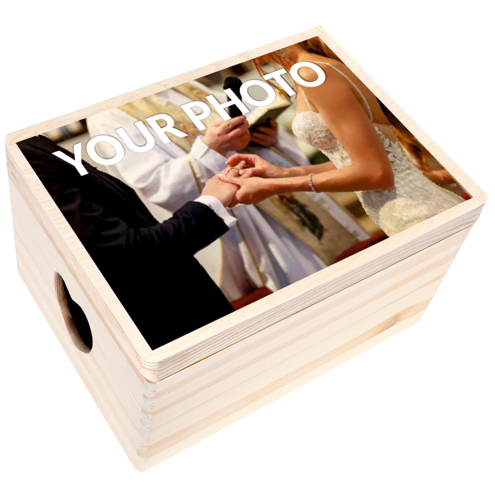 Creative Deco Personalised Any Photo Gifts for Women, Men, Girls or Boys | Unique Custom Gift Box for Him/Her | Customised Wooden Storage Box | Perfect as a Keepsake or Decoration