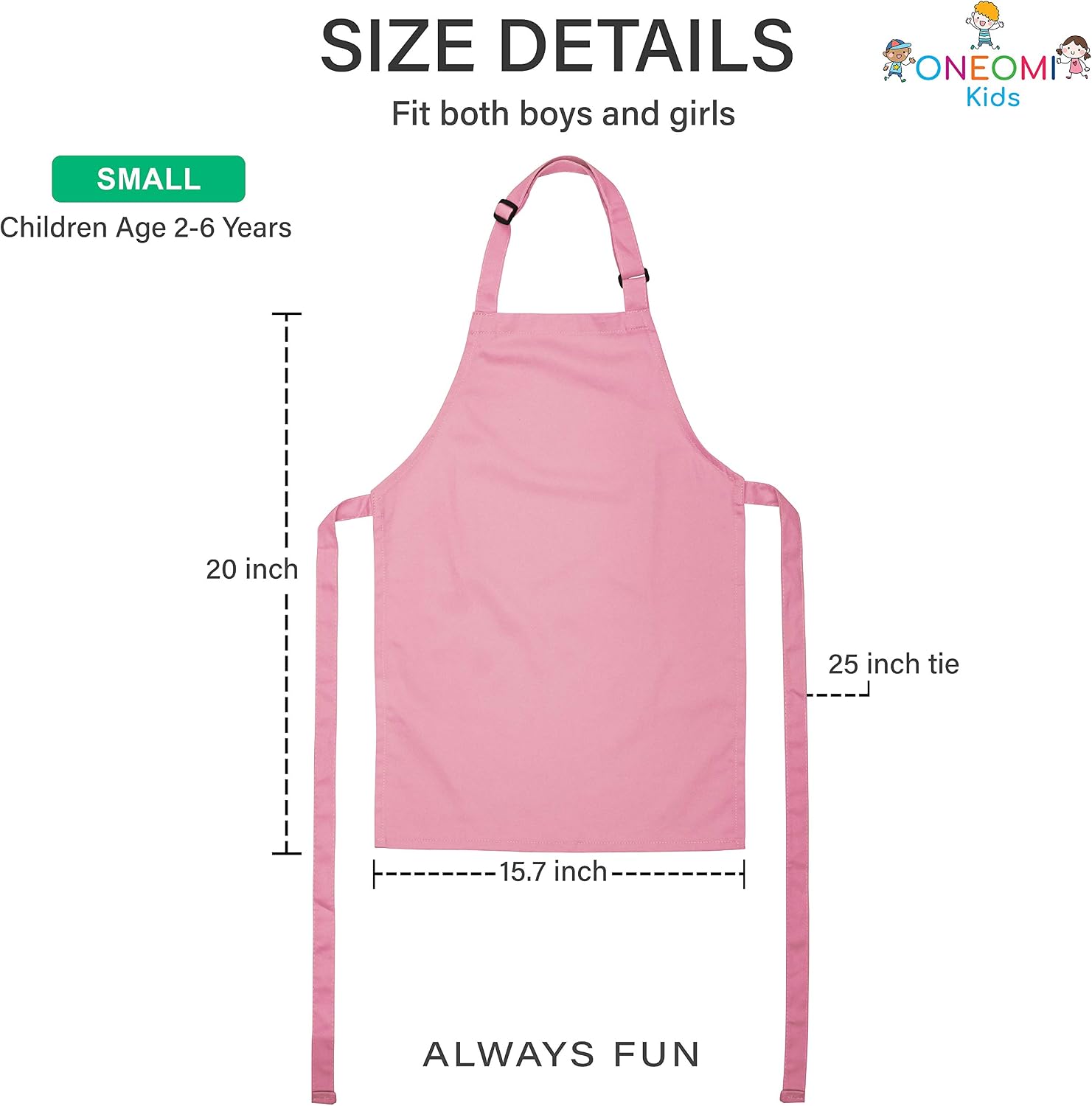 Kids Apron, Small, 100% Cotton With An Adjustable Strap to fit All Ages