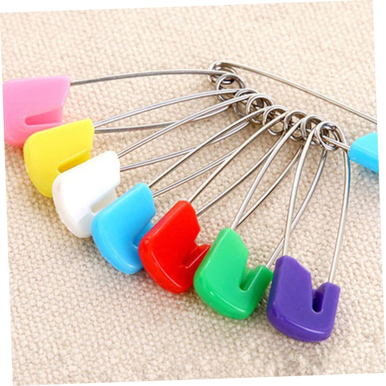 HEALEEP Safety Pins for Diapers 100pcs Plastic End Pins Newborn Steel Cloth Diaper Accessory