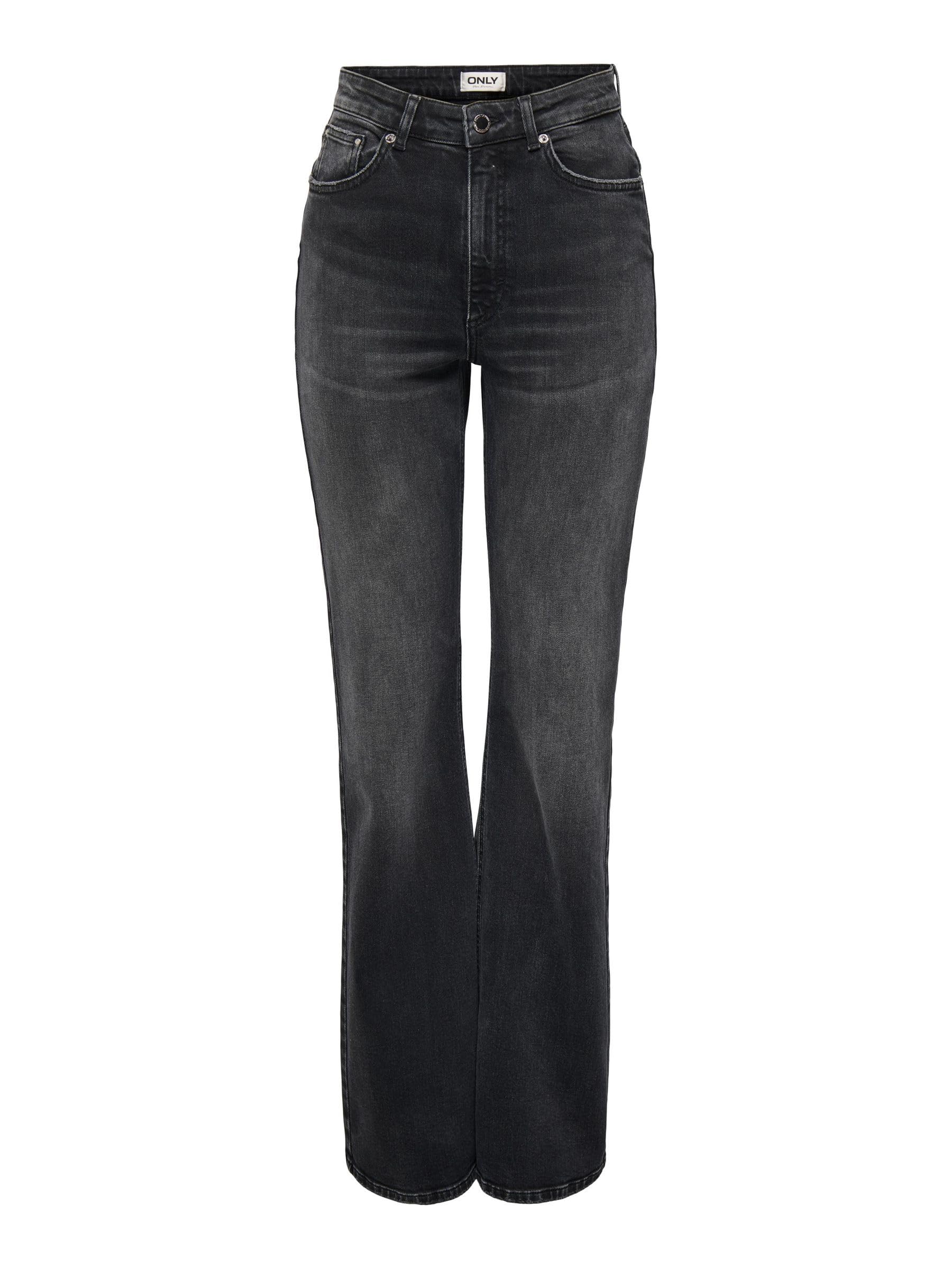 ONLY Onljuicy HW Flared Dnm Dot024 Noos, Negro Lavado, 27W / 30L Mujeres