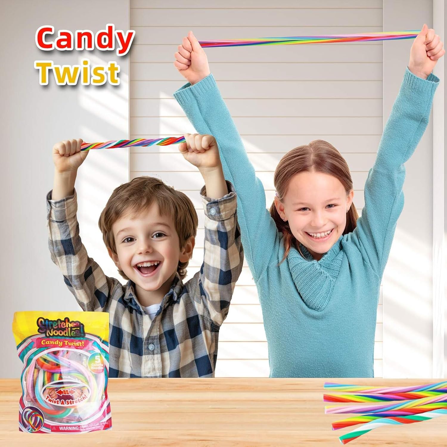 Stretchy String Sensory Toys - 5-Pack of Textured Fidget Noodles for Sensory Stimulation & Calming, Elastic Fidget Strings for Kids & Adults - Classroom Gifts, Stocking Stuffers & Party Favors