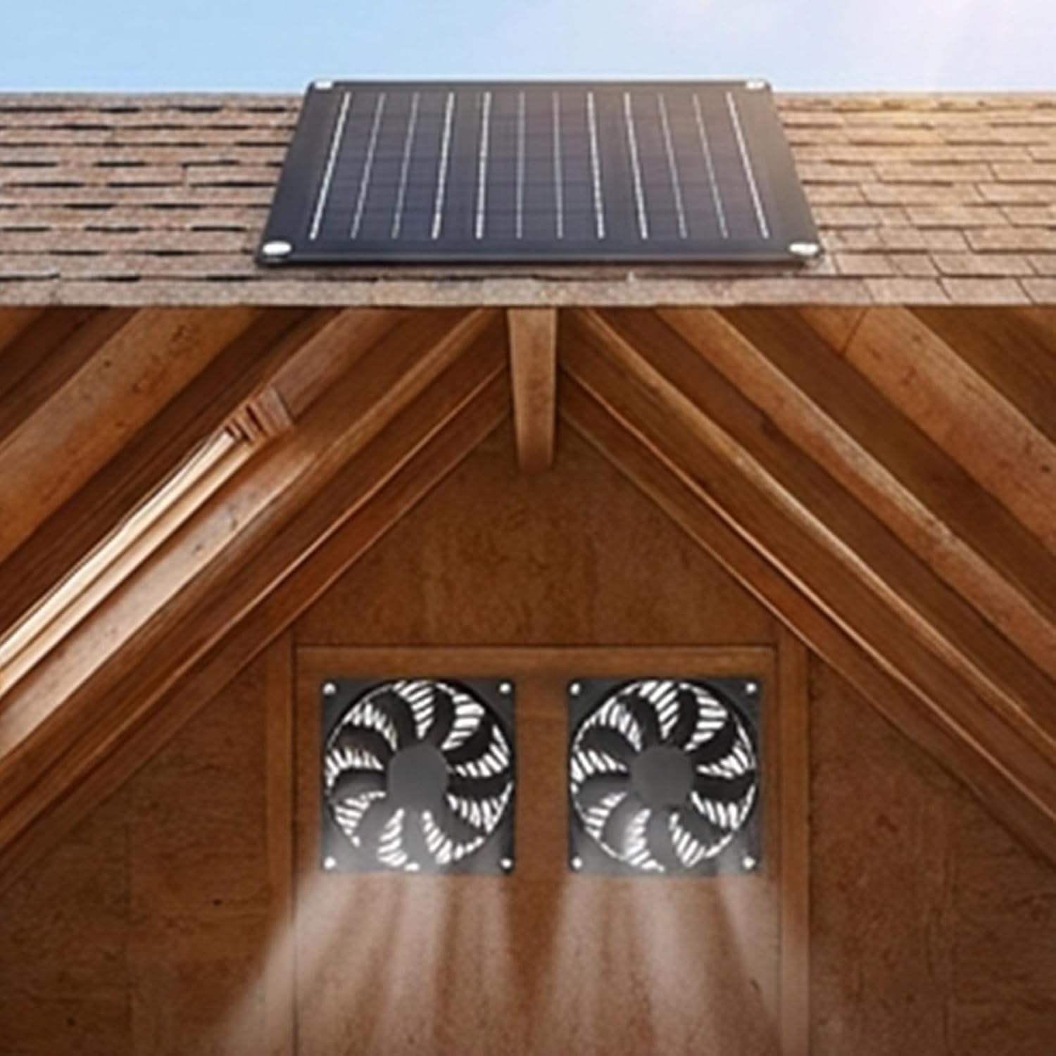 Easy Install Solar Operated Double Fan Ventilation Attics Camping Areas Shed Air Circulation