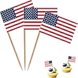 American US Toothpick Flag USA Small Mini Cocktail Fruit Cupcakes Toppers Food Stick Flags Decorations,100 Pack