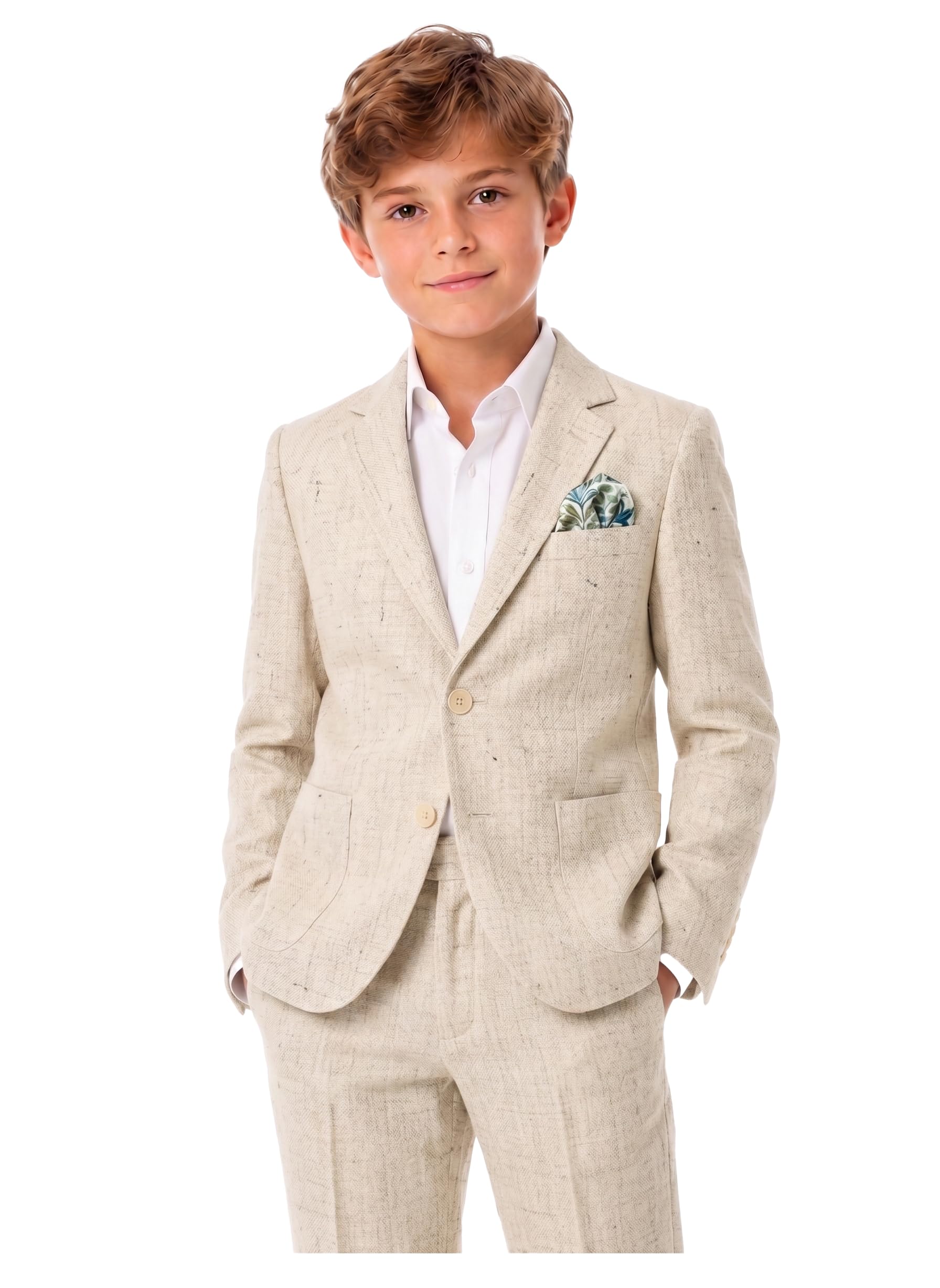 Photo 1 of ACAMZ Boys Linen Suit 2pc, Beige, Size 6