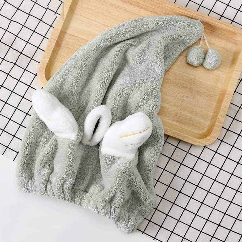 Shower Cap Cartoon Hair Turban Hygroscopicity and Breathability Microfiber Wrapped Towel Cap Dry Hat(Pink Mouth)