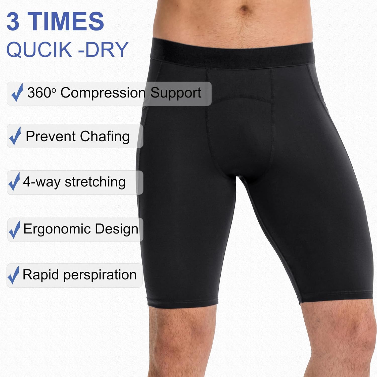 SPVISE Compression Shorts Men Spandex Sports Shorts Workout Running Gym Shorts Cool Dry Athletic Baselayer Underwear Pockets - Image 3