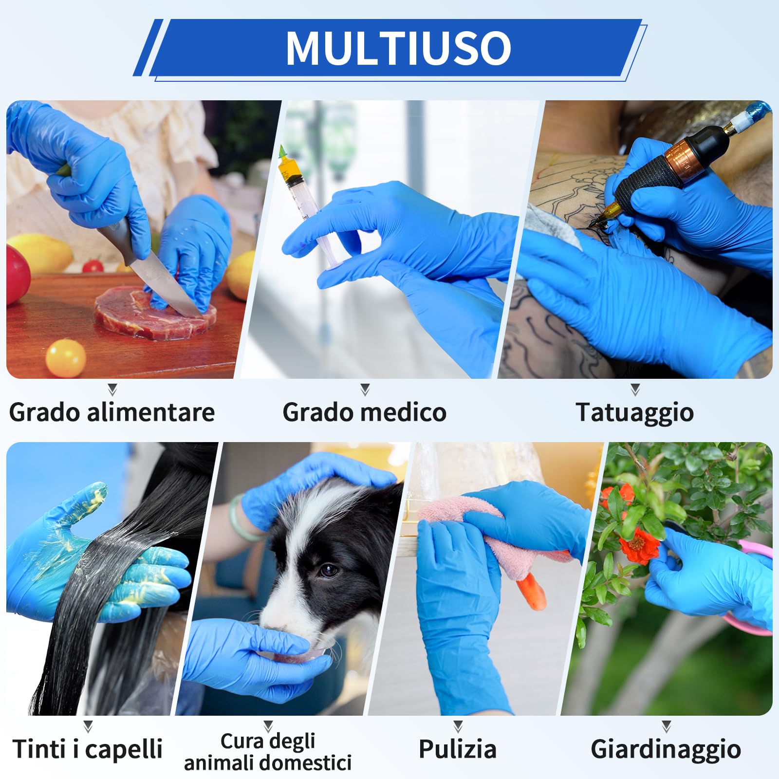 FINITEX Blu Guanti Monouso in Nitrile XL 1000pz, Multiuso Pulizia Alimentari Ambiti Medici senza Lattice & Polvere, 3.5mil