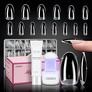AILLSA Kit de uñas de gel ovaladas medianas, ...