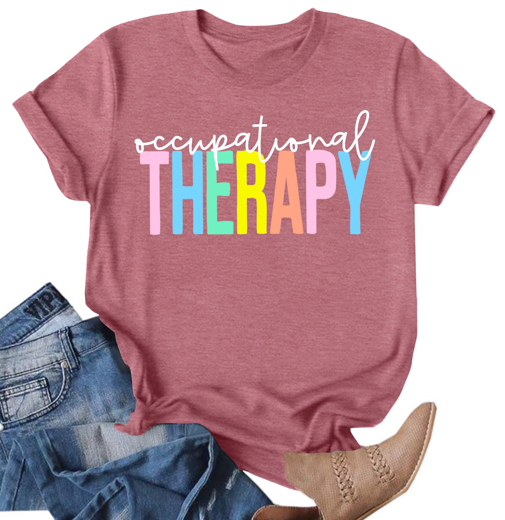 Ithalt Womens Occupational Therapy Shirts Therapist Shirt OT T-Shirt Mental Health Gifts Tops