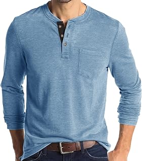 Golf Shirts for Men Fashion Cotton Long Sleeve Solid Button Down Henley Shirts Spring Pocket Button Sports Tops