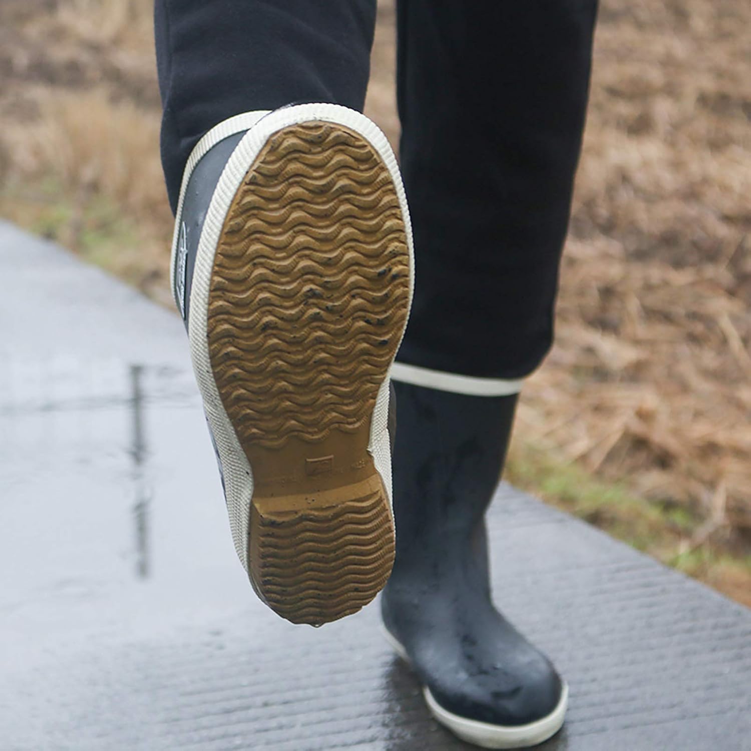 [KAMPCO] 男性用ラバーワークレインブーツ、農業、ガーデニング、釣り、黒用の防水滑り止めマックハンティングブーツ