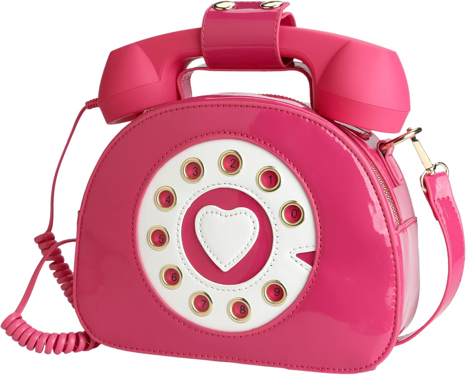QiMing Retro dial telephone Crossbody Shoulder Bag,Pu Movable microphone Purse for Women - Image 2