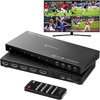 PORTTA 4x1 HDMI Multiviewer Switch 6 Megjelenítési Móddal, PIP Funkcióval, Zökkenőmentes Váltás, 1080p 60Hz, Kompatibilis PS4, Xbox, PC, Kam 1