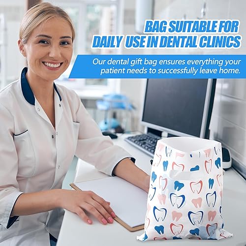 Miniatura 28 de Colarr 200 bolsas dentales para pacientes a granel de 9 x 8 pulgadas, bolsa de plástico para dientes dentales, bolsa de regalo para higienista