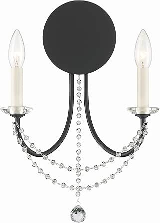 Crystorama Delilah 2 Light Matte Black Sconce