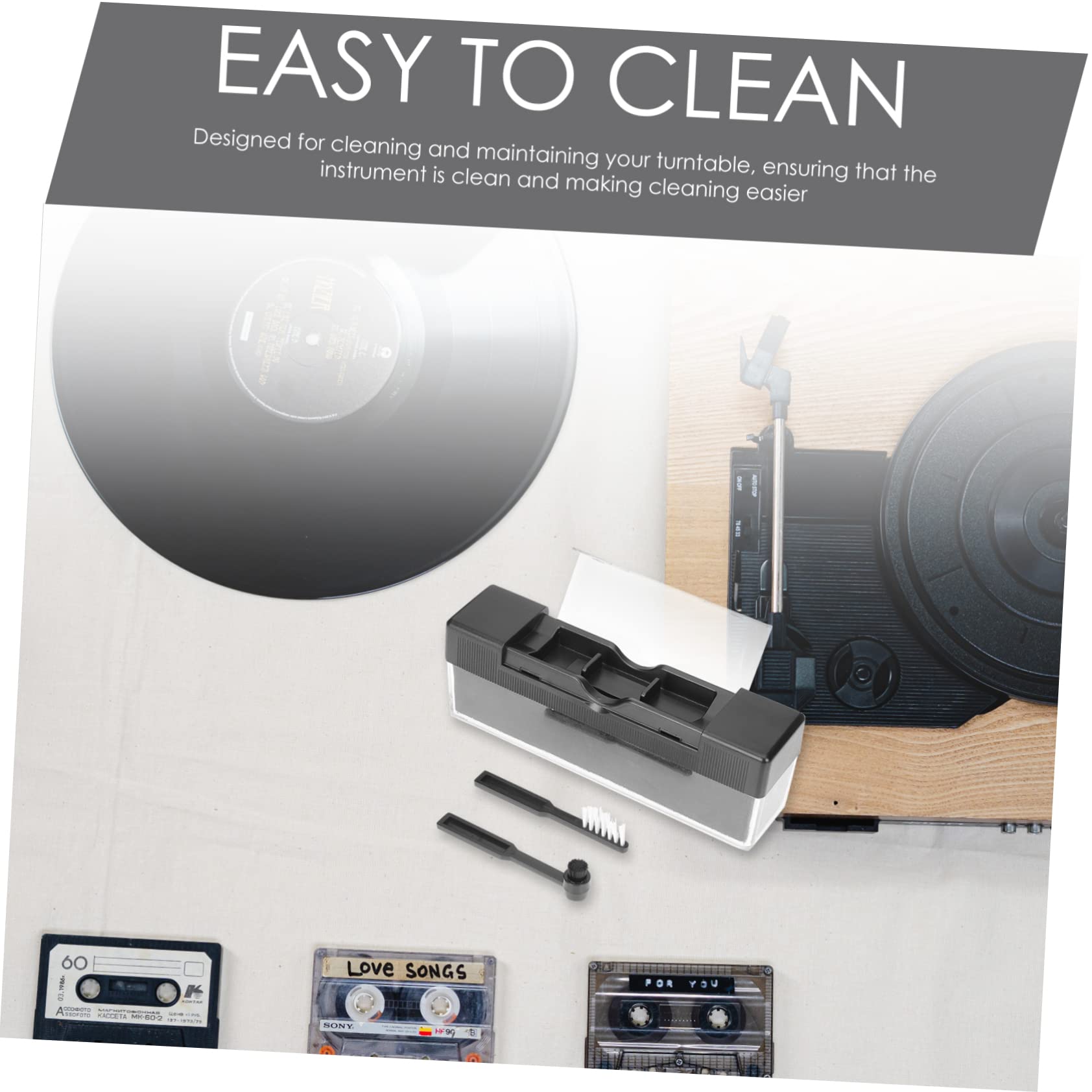 HOMSFOU Kit De Nettoyage pour Vinyles 4 Ensembles Produit d'entretien Et De Nettoyage pour Phono Brosse Robuste pour