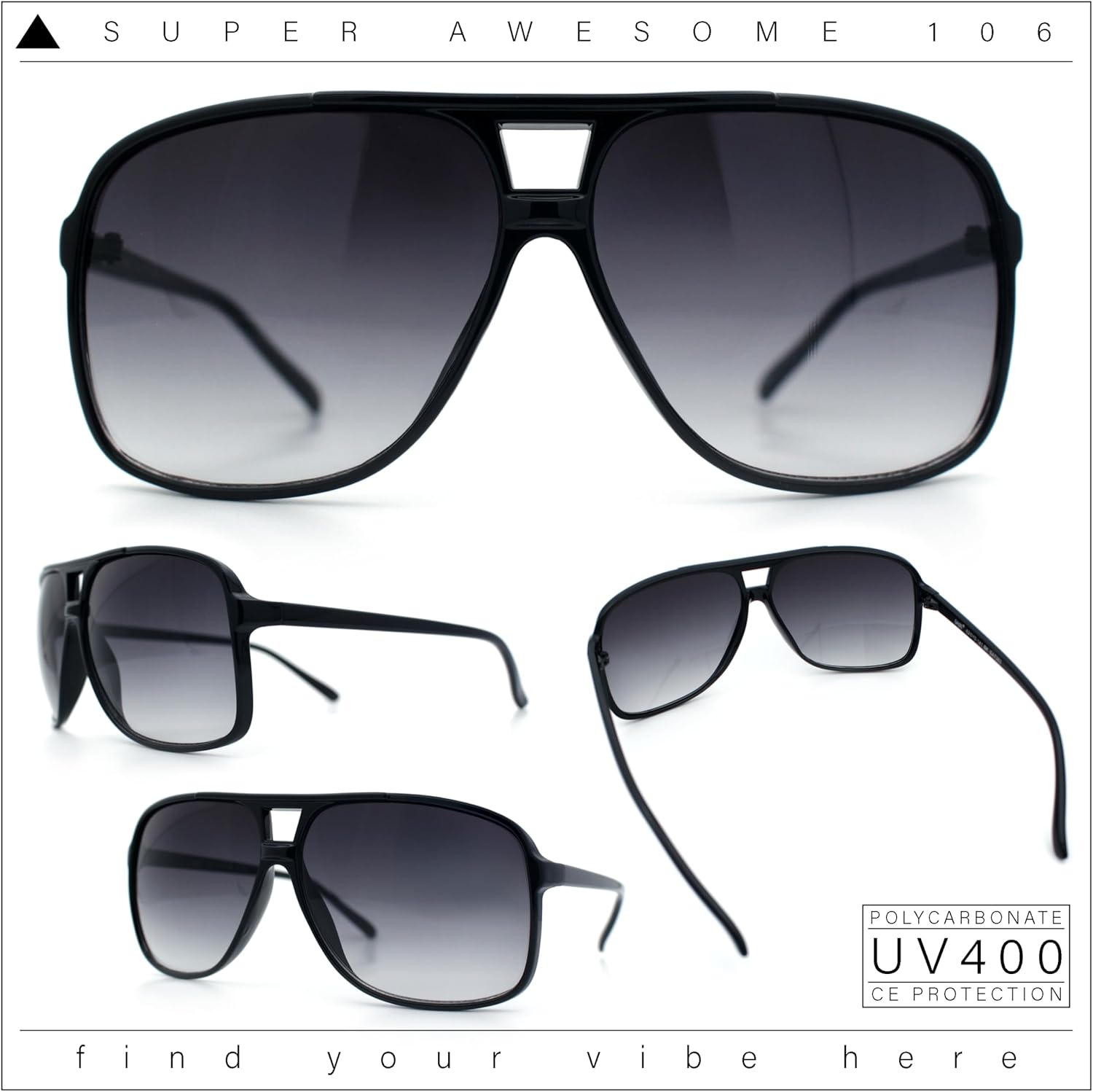 SA106 Oversize Large Thin Plastic Racer Mens Sport Sunglasses - Image 4