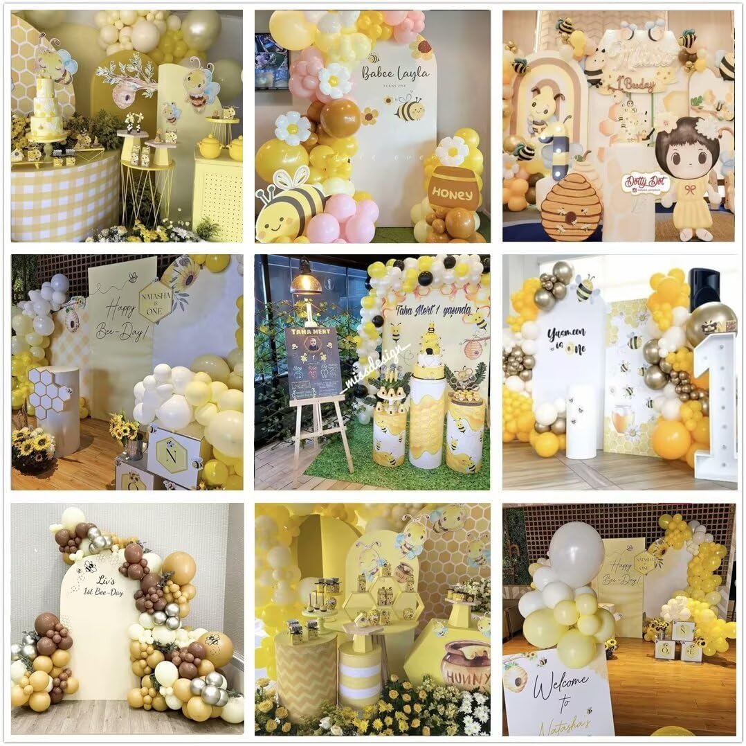 KONPON Honey Bee Arch Stretchy Covers for Birthday Party Decoration Honeycomb Honeypot Arched Stand Cover Baby Shower Favors Props(Only Cover)