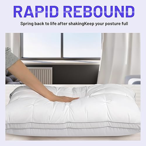 Miniatura 2 de KJJDOO Juego de 2 almohadas de cama para dormir, tamaño Queen, juego de 2 almohadas refrescantes para dormir de lado y boca abajo, relleno