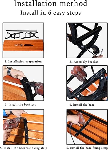 Miniatura 7 de Bancos de aluminio fundido para exteriores, de madera preservativa de 67 pulgadas (66.9 in), perfecto para patio trasero, césped, porche, camino