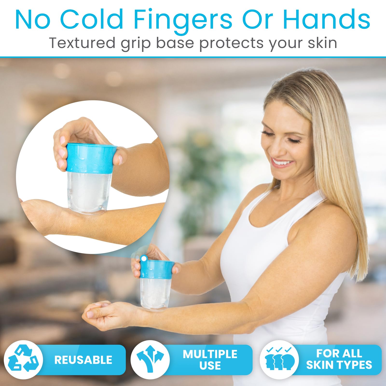 Arctic Flex Vasos de hielo y rodillo, herramienta portátil para glaseado facial, masajeador de silicona para el cuidado de la piel