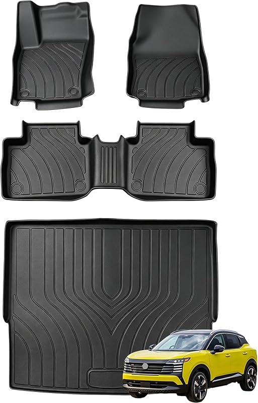 Joruoo-Floor Mats & Cargo Liner for 2025-2026 Nissan Kicks, TPE Car Floor Mats All-Weather Waterproof Heavy Duty Floor Liners Custom Fit for Kicks Accessories Automotive