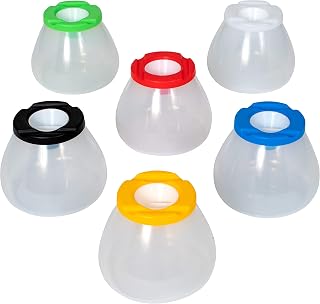 READY 2 LEARN No Spill No Tip Paint Pots - Set of 6 - Spill-Proof and Tip-Proof Paint Containers for Kids - Clear, Cone-Shaped Pots, Colored Lids and Paint Brush Rests