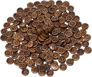 Honbay 200PCS 12.5mm 1/2 Inch Antique Brown Round Wooden Buttons 4 Holes Sewing Decorative Buttons for Skirts Gloves Sweaters Shirts Hats Scarves Headbands Scrapbooking and Crafts