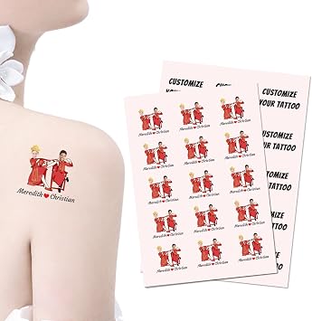 Custom Temporary Tattoos,Personalized Temporary Tattoo with Photo Face Name Logo, Custom Temporary Waterproof Body Sticker,for Women Men for Birthday Party Wedding Bride Groom Decor