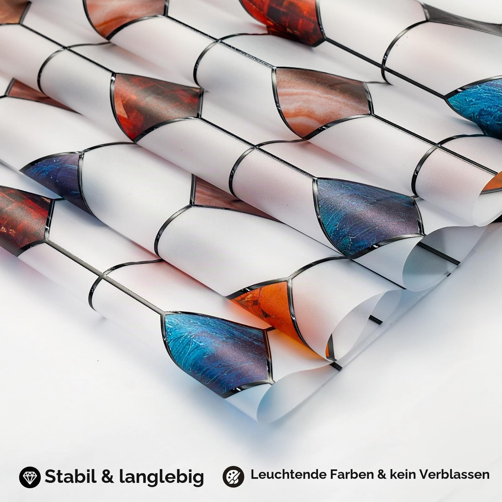 DKTIE Buntglas-Fensterfolie, geometrische Muster, 89,9 x 300 cm