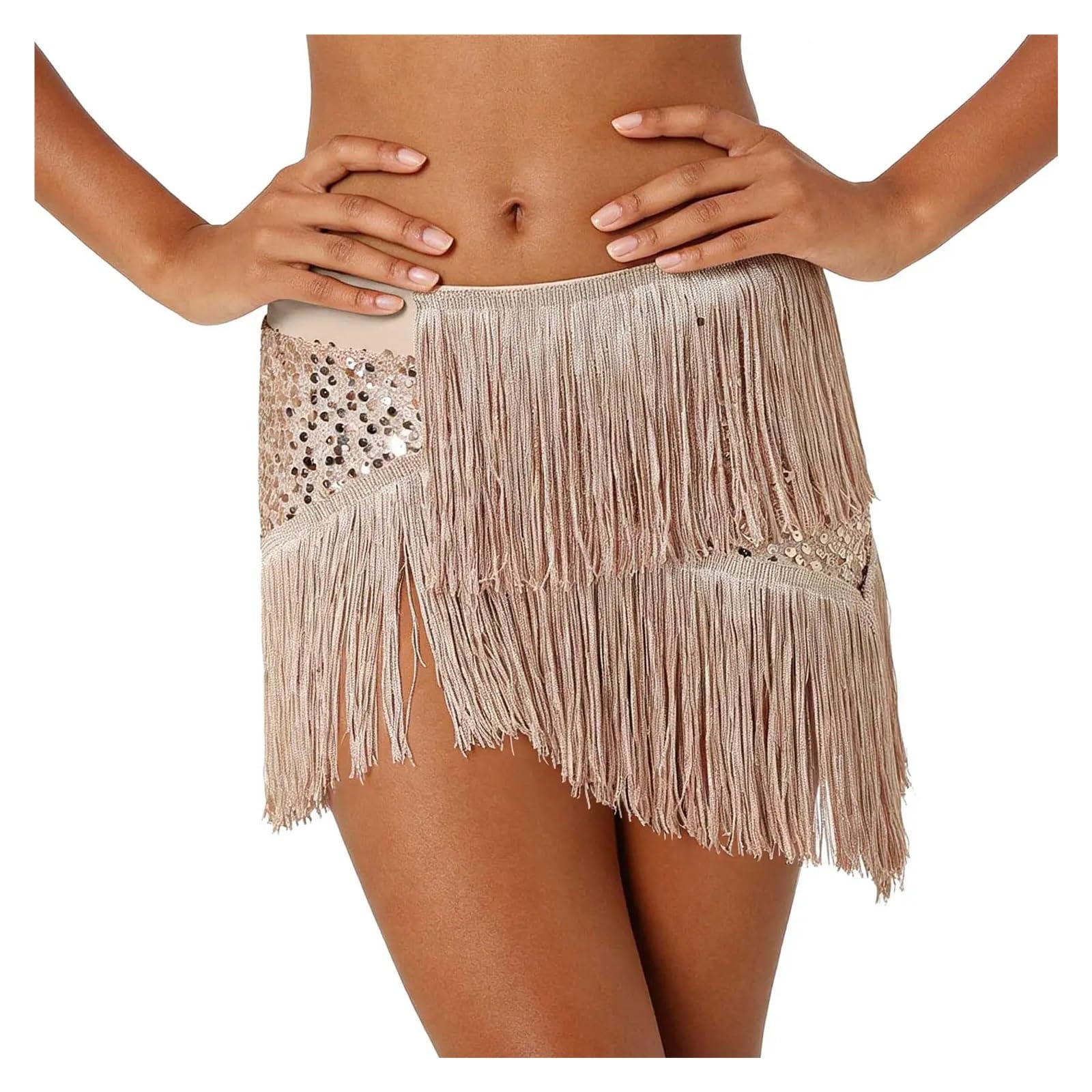 Falda de Lentejuelas for Mujer para Fiestas Y Banquetes | Bufanda de cadera con borlas, faldas brillantes, faja en la cintura con flecos, disfraz de rendimiento