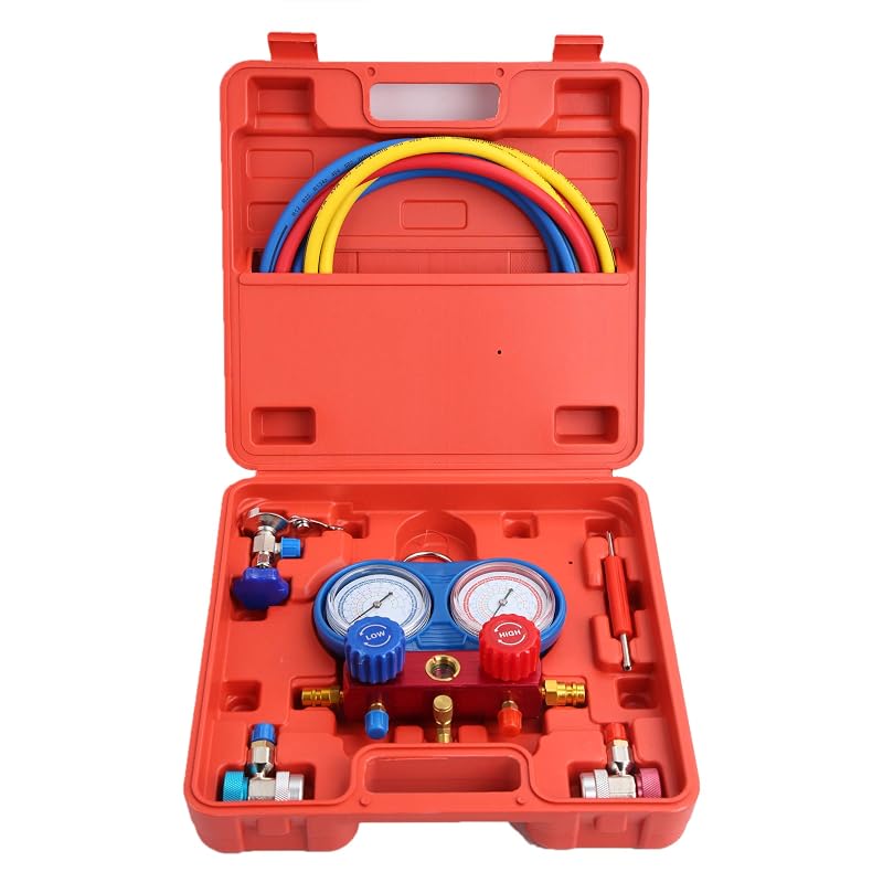 Kit de Manifold para Ar-Condicionado Automotivo com Manômetros R134a/R22/R12 WINMAX TOOLS AUTOMOTIVE HWT04D1011