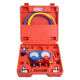 Professional A/C Air Conditioner Refrigerant Manifold Gauge Kit Set R134a/R22/R12 HVAC + KapscoMoto Keychain