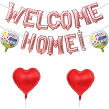 16" Welcome Home Balloons Kit with 2Pcs Foil Home Balloons & 2Pcs Heart Balloon for House Warming Party, Family Gathering Decoration | Self-Sealing Design Silver