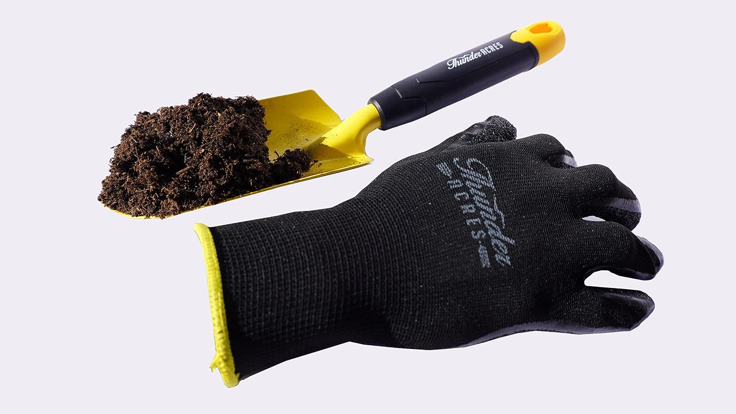 Yellow Heavy Duty Carbon Steel Handheld Garden Shovel with Garden Gloves image 2