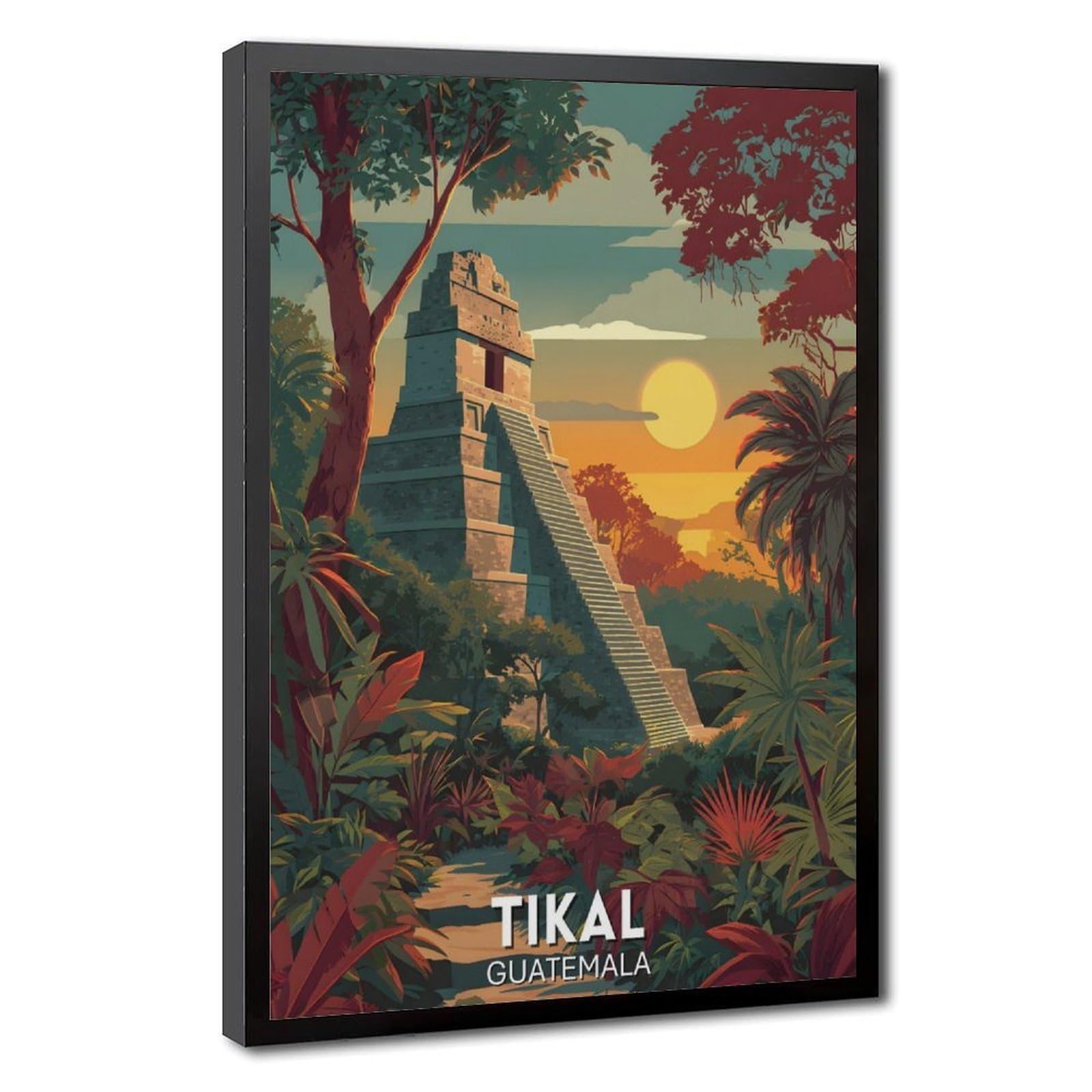 Bareronor Tikal, Guatemala, Mayan Ruins Canvas Poster Bedroom Decor Landscape Office Room Decor Gift 8" L X 12" W