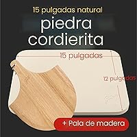 Vista 2 de HANS GRILL PIZZA STONE Piedra rectangular para pizza para hornear en horno y asar a la parrilla BBQ con pala de madera gratis Piedra de cocción