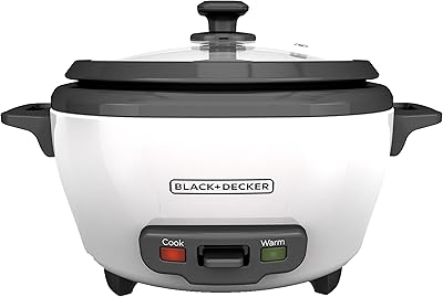 BLACK+DECKER Rice Cooker, 6-cup, White