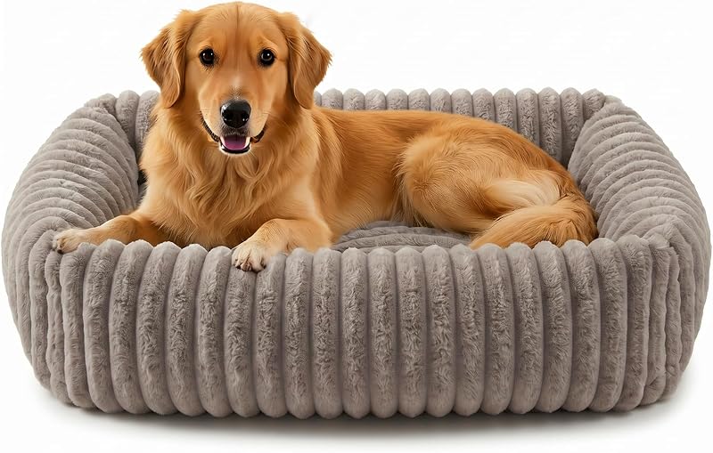 Cama ortopédica retangular FURTIME para cães, com laterais elevadas, capa removível e base antiderrapante (76,2 x 60,96 x 20,32 cm)