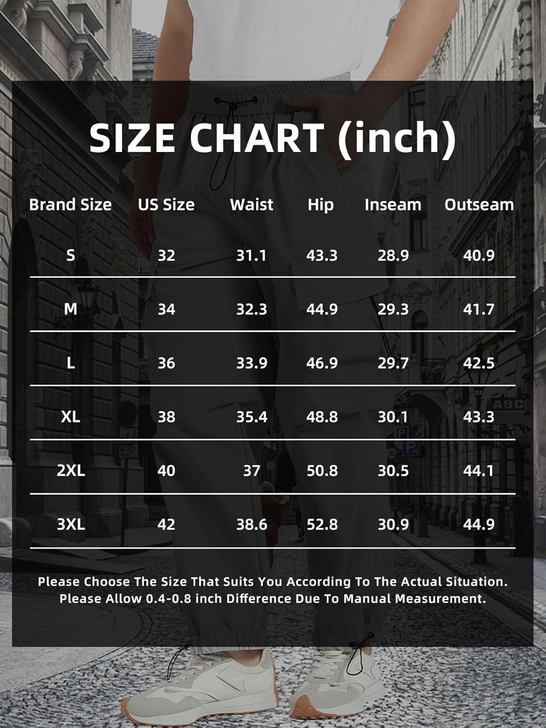Men's Loose Fit Cargo Pants Fashion Casual Parachute Pant Harem Joggers with Elastic Pockets - Image 7