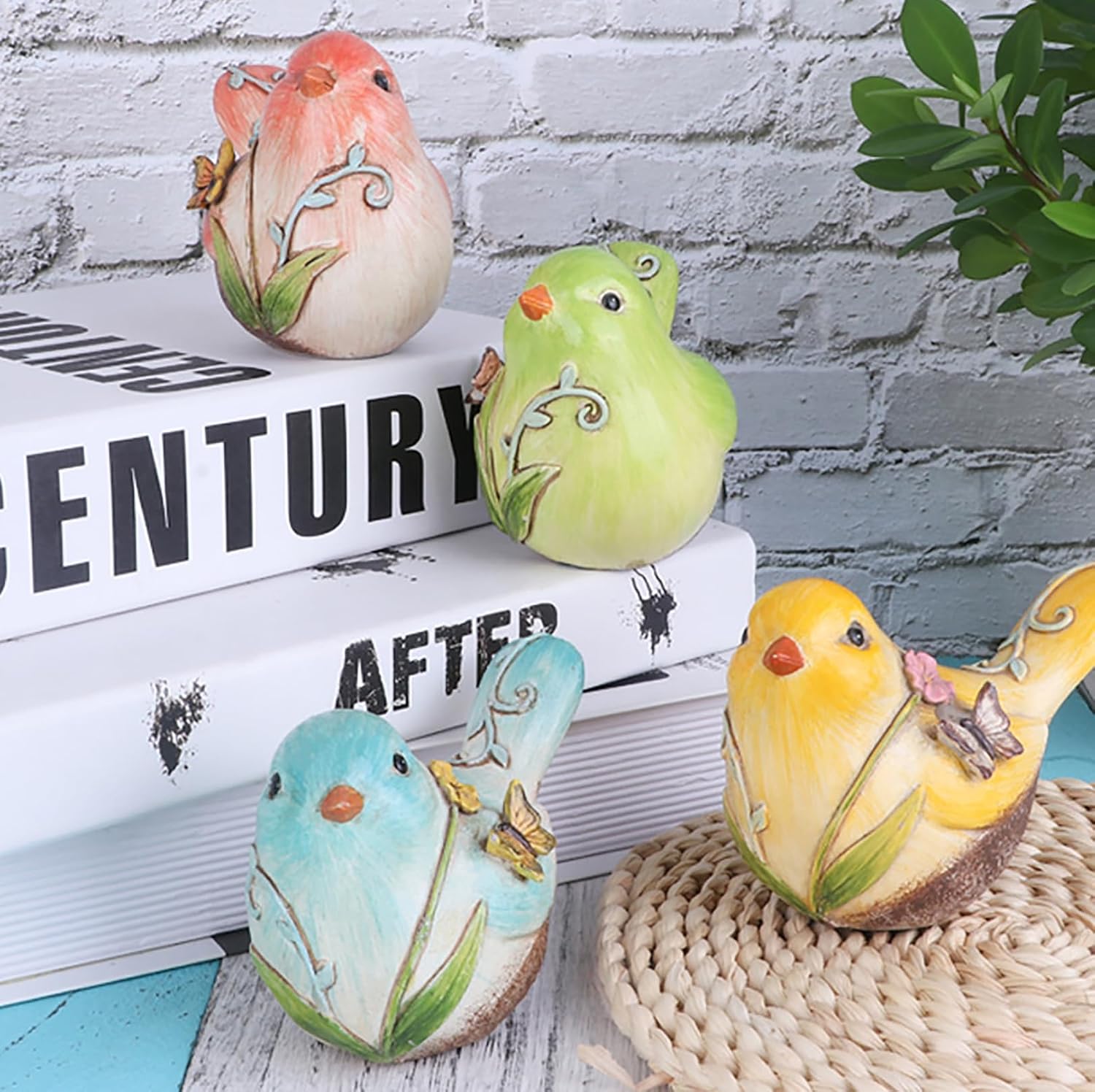 Resin Bird Statues Hand-Painted Birds Figurines Bird Statue Shelf Decor Funny Animal Sculpture Garden Ornaments Tabletop Figurine Decor Yard Art Figurines Bird Gifts for Bird Lovers (1PCS, C) image 5