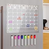 Acrylic Magnetic Dry Erase Board Calendar for Fridge&comma; Clear Monthly Planner Whiteboard for Refrigerator&comma; w&sol; 8 Colors Markers&comma; 15"x11"