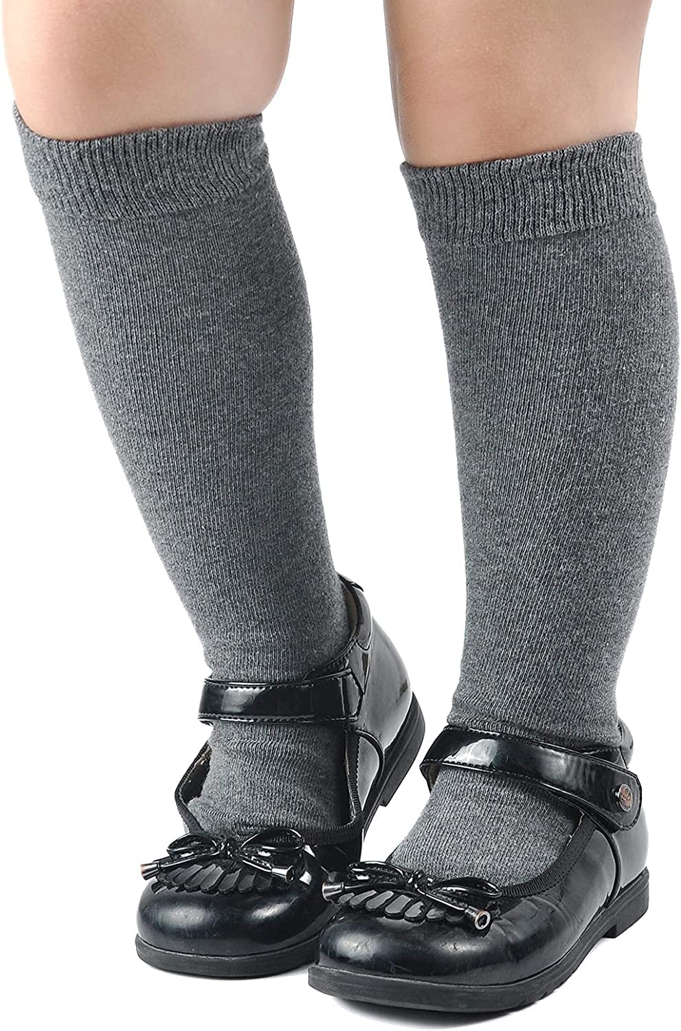 Thread Linens Calcetines de algodón para niños, hasta la rodilla, lisos, paquete económico, 3 pares de calcetines largos