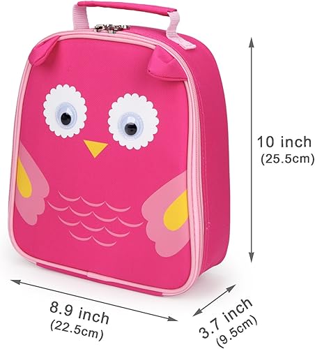 Miniatura 6 de yodo Bolsa de almuerzo aislada para niños con etiqueta de nombre, búho